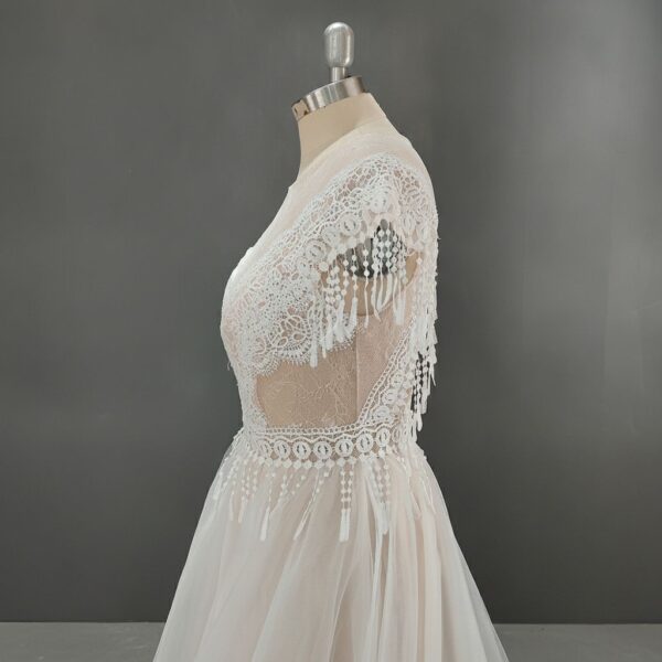White Lace Fringe Boho Dress