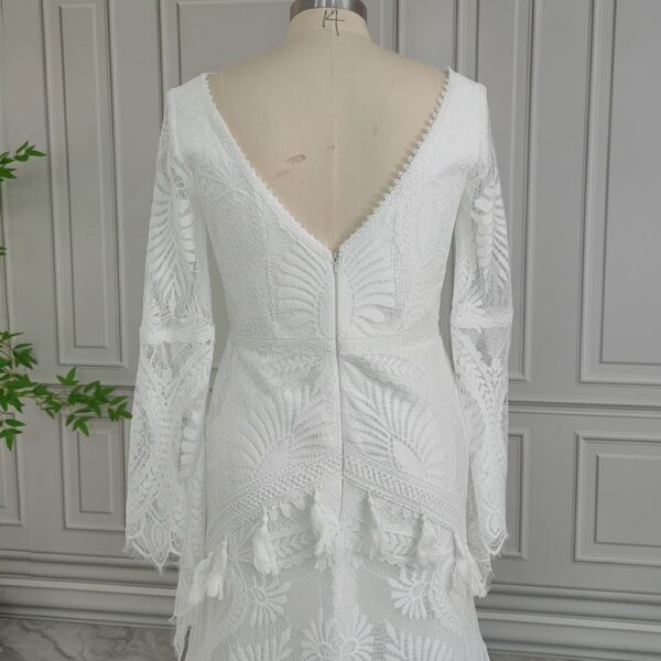 White Lace Fringe Gown