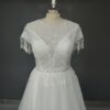 White Lace Fringe Wedding Dress
