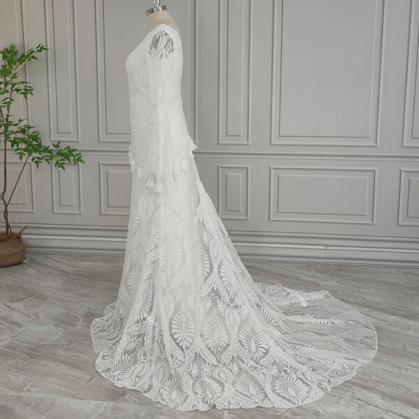 White Lace Long Sleeve Gown