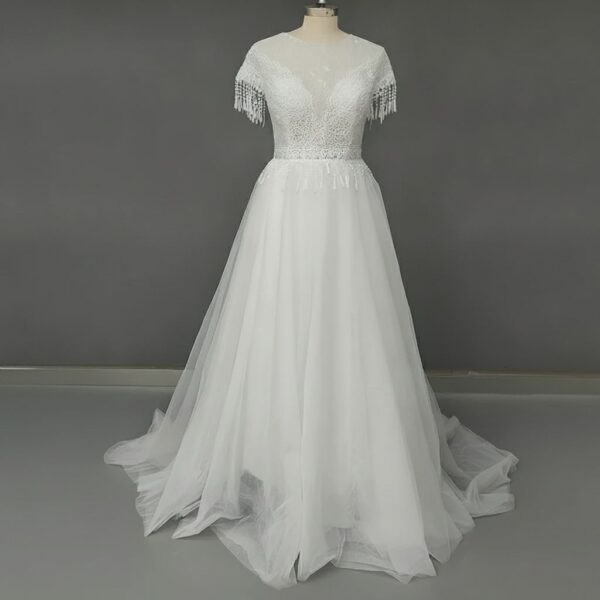 White Lace Tulle Bridal Gown