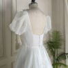 White Low Back Puff Sleeve Dress