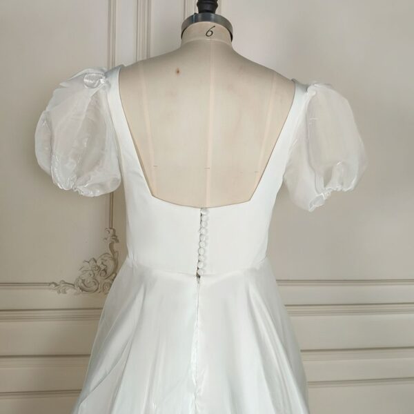 White Puff Sleeve Bridal Dress