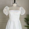 White Puff Sleeve Square Neck Gown