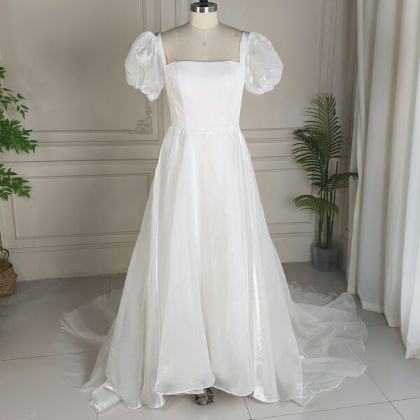 White Puff Sleeve Wedding Dress