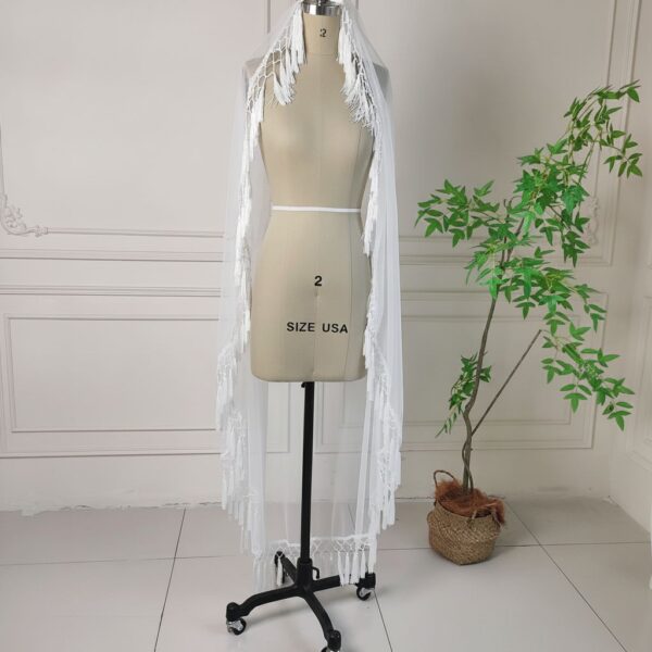 White Tassel Bridal Veil