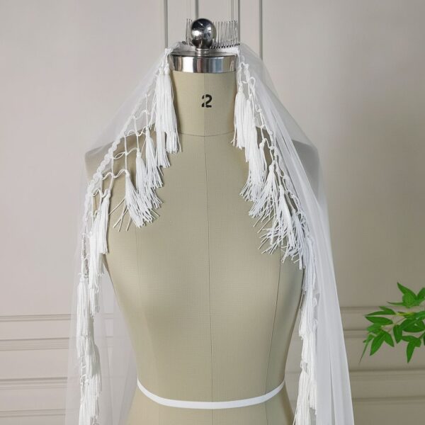 White Tassel Fringe Veil