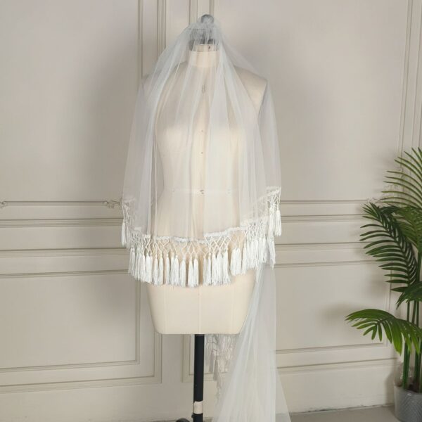 White Tassel Fringe Veil