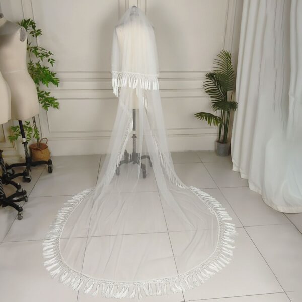 White Tassel Fringe Wedding Veil