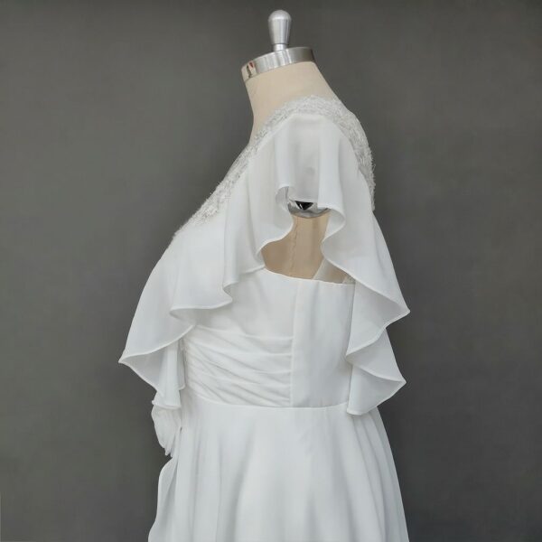 White Chiffon Flutter Sleeve Dress White Chiffon Flutter Sleeve Dress