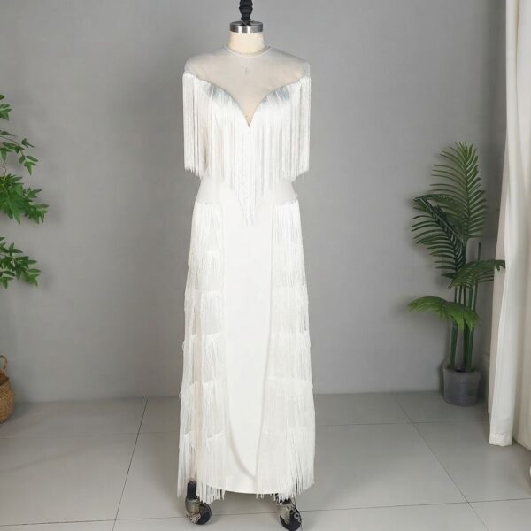 White Fringe Maxi Dress
