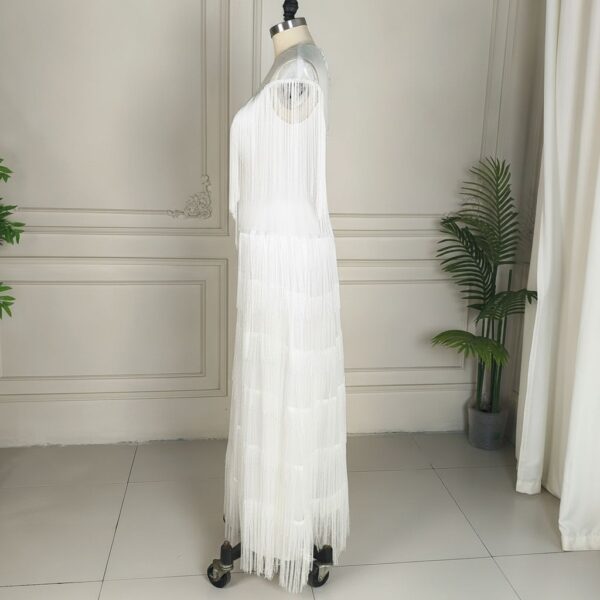 White Fringe Maxi Dress