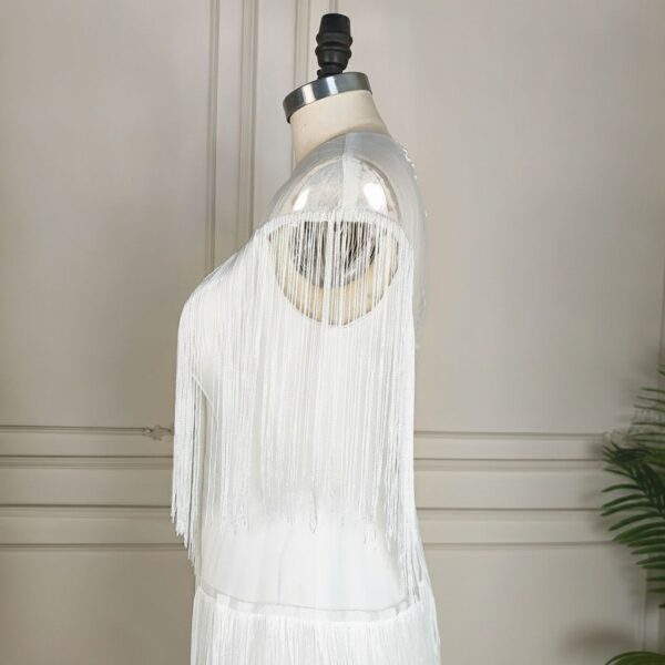 White Fringe Sleeveless Dress