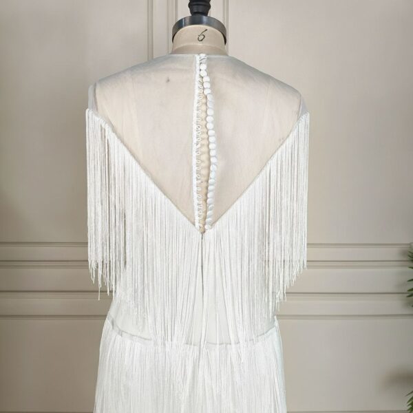 White Fringe Wedding Dress