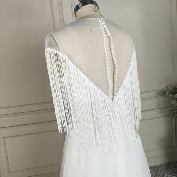White Fringe Wedding Dress