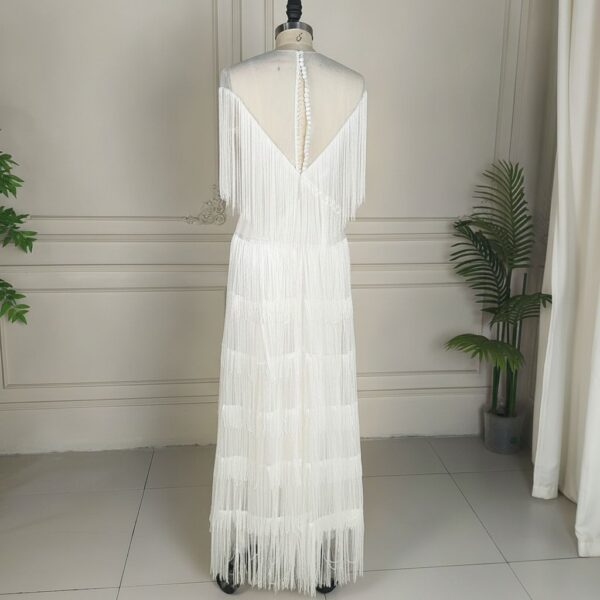 White Tiered Fringe Dress