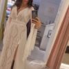 Sandstone Serenade Boho Lace Wedding Dress with Bell Sleeves and Open Back — customer review photo