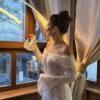 The Golden Hour Gown — Off Shoulder Lace Wedding Dress with Bell Sleeves — customer review photo