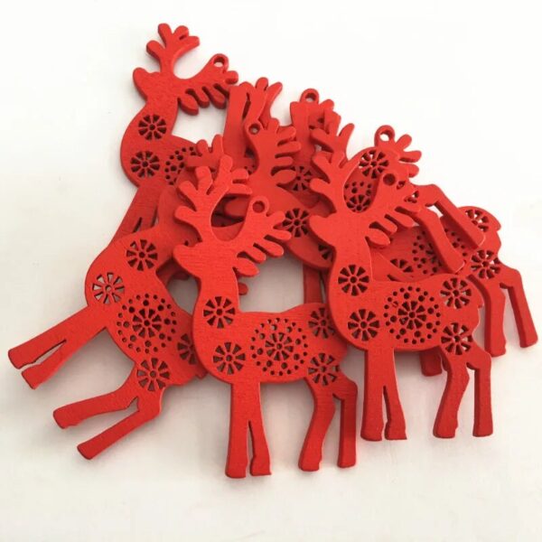 Festive Delight: 10-Piece White & Red Wooden Christmas Boho Ornaments Set – Spirit & Rebel