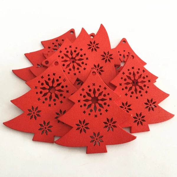 Festive Delight: 10-Piece White & Red Wooden Christmas Boho Ornaments Set – Spirit & Rebel