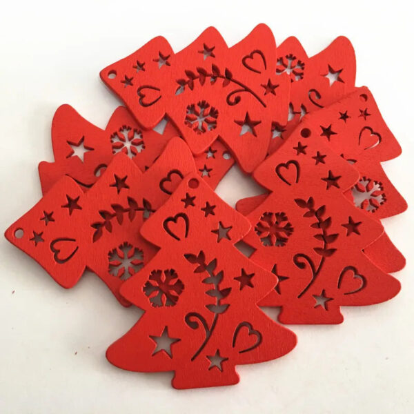 Festive Delight: 10-Piece White & Red Wooden Christmas Boho Ornaments Set – Spirit & Rebel