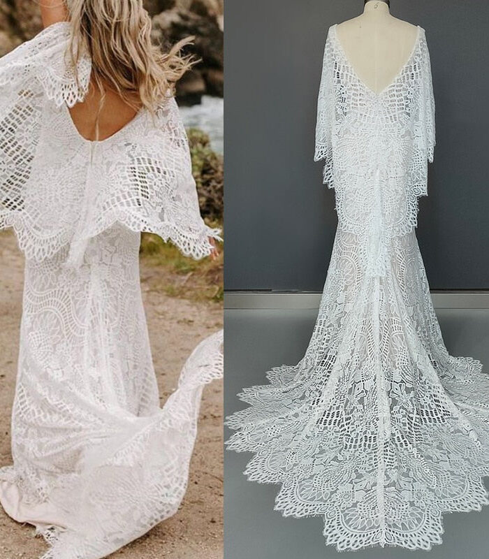 Bohemian Belle Open Back Mermaid Boho Wedding Dress – Spirit & Rebel