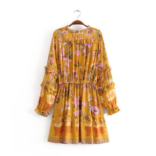H4b8553e5a6ce4c58bf76933e01029c880 Floral Whimsy Ruffles Boho Mini Dress