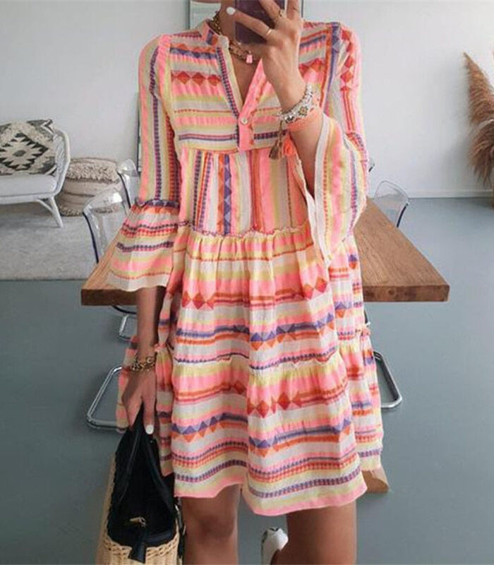 Spirit and Rebel Rose Pink Summer Boho Dress Coral