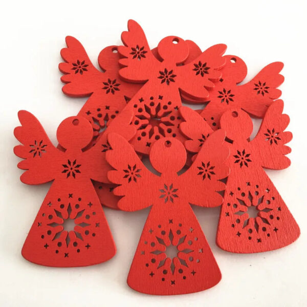 Festive Delight: 10-Piece White & Red Wooden Christmas Boho Ornaments Set – Spirit & Rebel