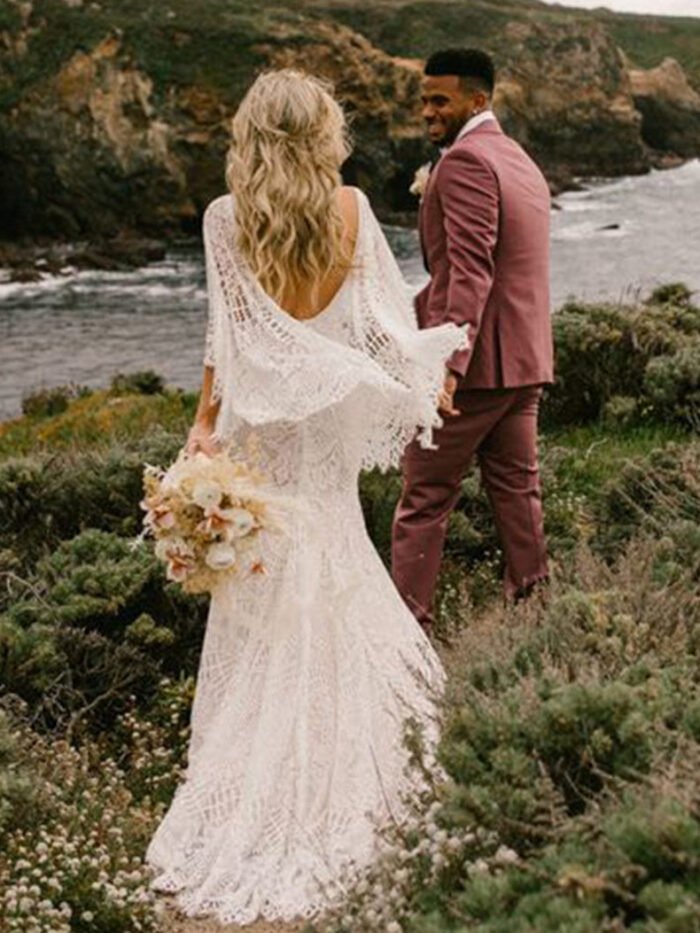 Bohemian Belle Open Back Mermaid Boho Wedding Dress – Spirit & Rebel