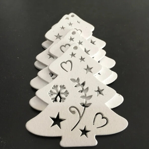Festive Delight: 10-Piece White & Red Wooden Christmas Boho Ornaments Set – Spirit & Rebel