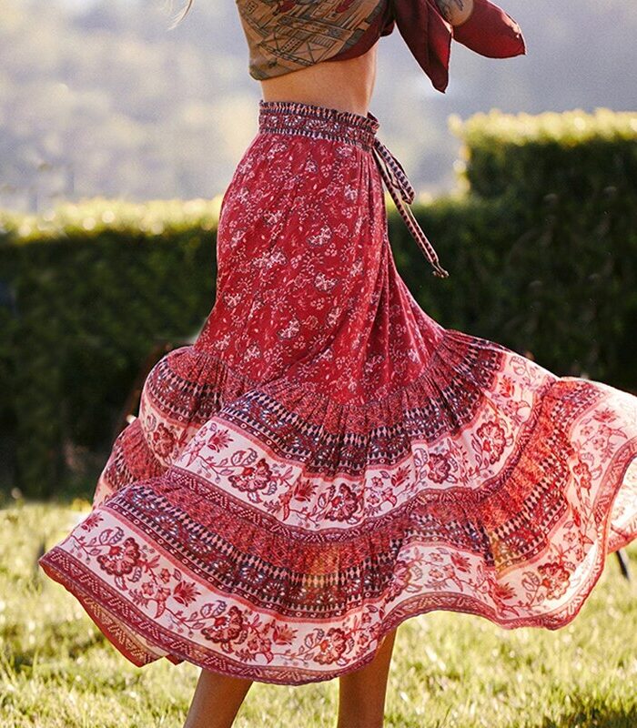 Radiant Soul Red Boho Maxi Skirt – Spirit & Rebel