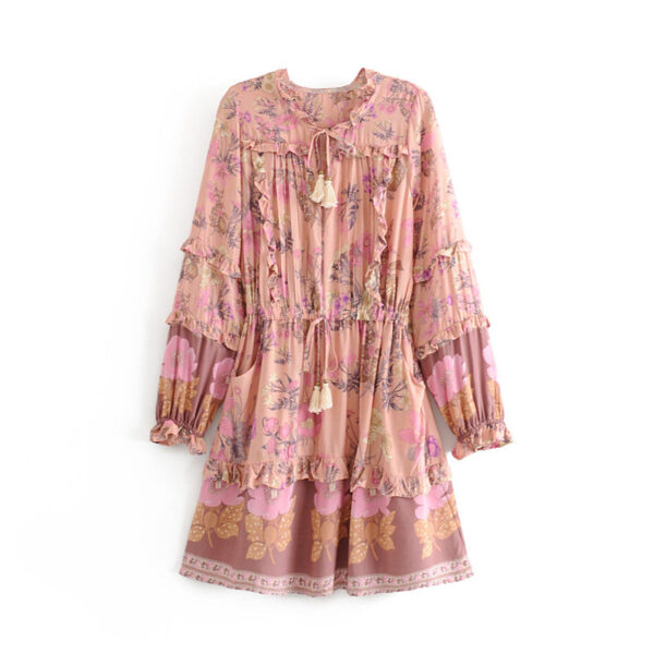 H8dab1c6d7f34450c9574b0cde735dea96 Floral Whimsy Ruffles Boho Mini Dress