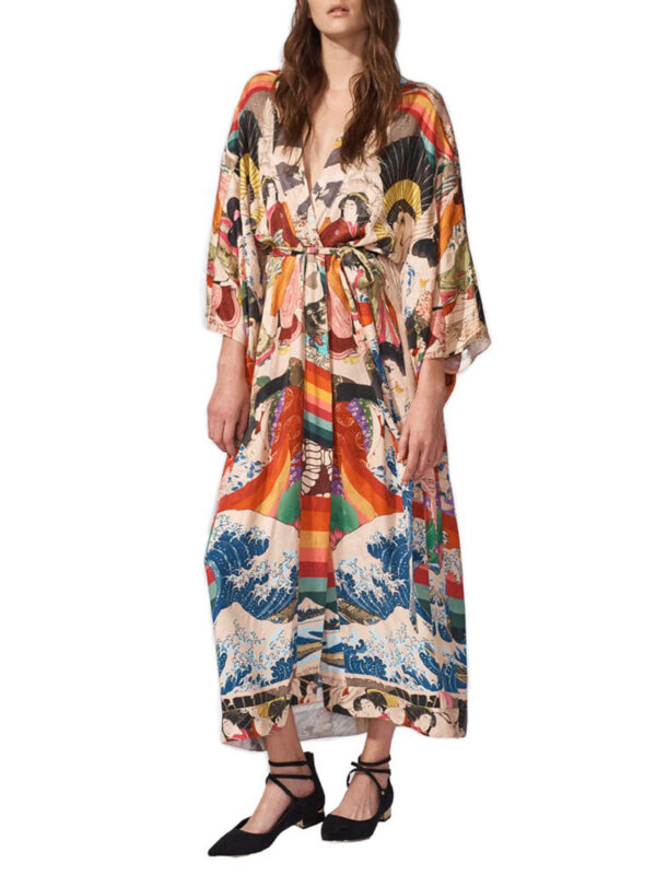 Ha3c30eda0d7a4f58b803e5415856b23eU Wanderlust Boho Half Sleeve Kimono Beach Cover Up