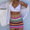 Ha83be291bf294f2db20f0a5545aa1653O Rainbow Rhapsody Crochet Boho Mini Skirt – Spirit & Rebel