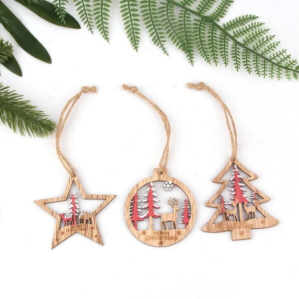 Hb568f20052854fbea4bee3c2452e9e94H Vintage Wooden Christmas Pendants Ornaments – Spirit & Rebel