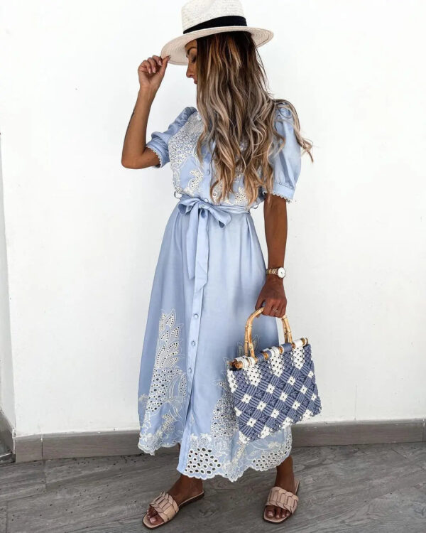 Hc278f33cdd684eb2898c0f08021ccae2Q Farmhouse Beauty: Flowy Boho Lace & Embroidery Dress