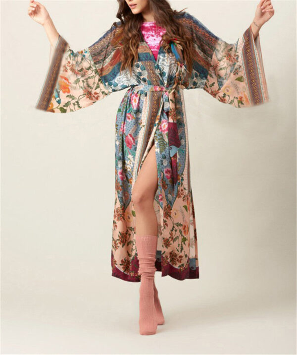 Hc91cf52f5d094b54b899430aa5c00e9ch Wanderlust Boho Half Sleeve Kimono Beach Cover Up