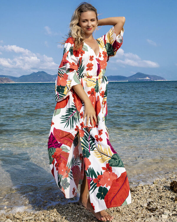 He3a3c06eed814af38b1fd10120f11cf4c Wanderlust Boho Half Sleeve Kimono Beach Cover Up