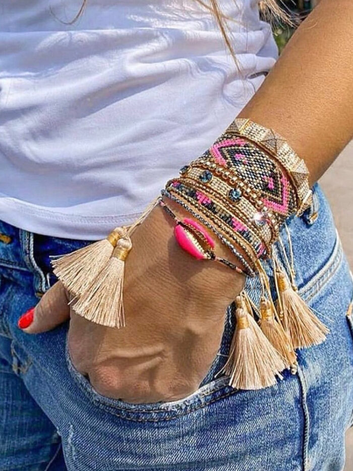 Heb9f891755664bf082274c17fc537de74 Seashell Serenade Boho Tassel Bracelet