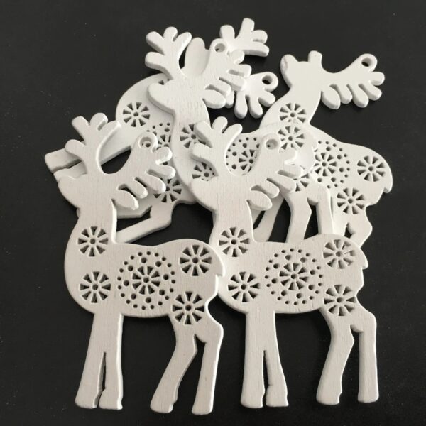 Festive Delight: 10-Piece White & Red Wooden Christmas Boho Ornaments Set – Spirit & Rebel