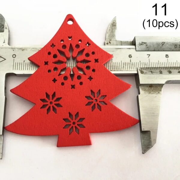 Festive Delight: 10-Piece White & Red Wooden Christmas Boho Ornaments Set – Spirit & Rebel
