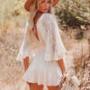 Spirit and Rebel White Lace Boho Tunic Beach Cover up Dress