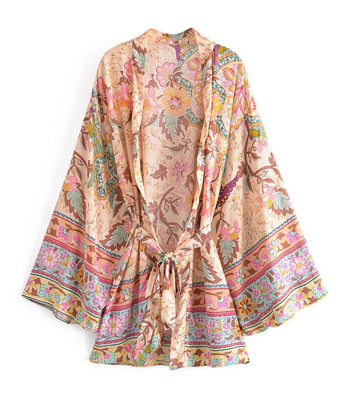 Happy Boho Vintage Peacock Floral Bohemian Kimono – Spirit & Rebel