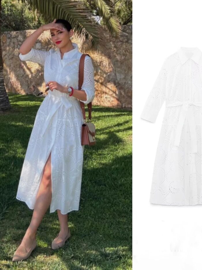 Whisper White Embroidered Boho Midi Dress