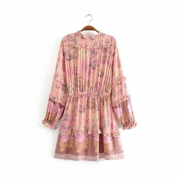 S174fe91fe97e4d10a386a72143106a1aB Floral Whimsy Ruffles Boho Mini Dress