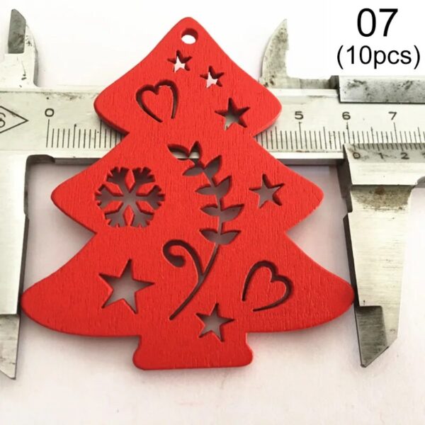 Festive Delight: 10-Piece White & Red Wooden Christmas Boho Ornaments Set – Spirit & Rebel