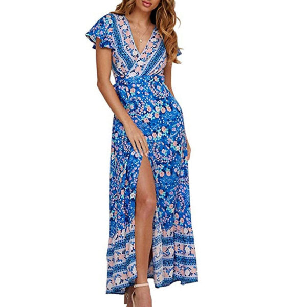 S1fbcad730ab14e20b8c8bc4f98db3629m Bohemian Breeze Plunge V-neck Maxi Dress