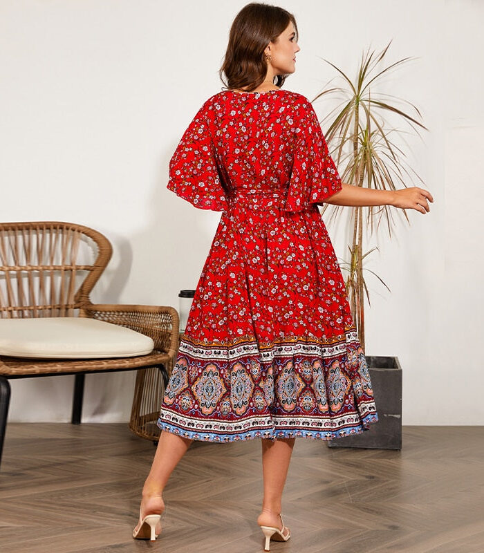 Free Flow Red Plus Size Boho Midi Dress – Spirit & Rebel