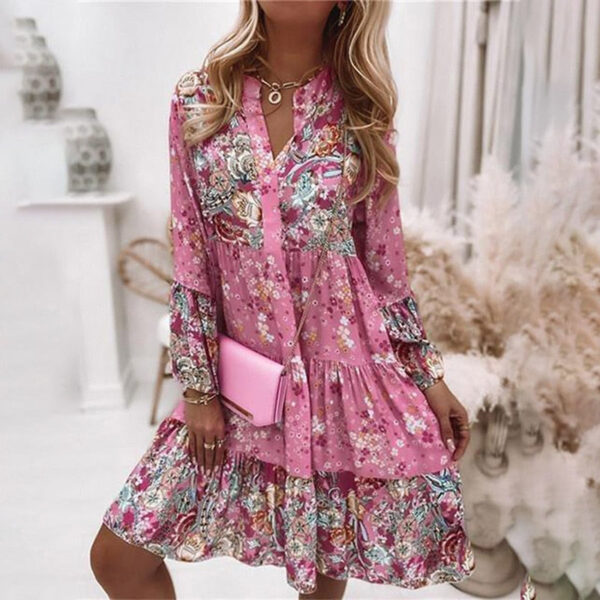 S201c29ba025b4d83908cd2ab4f91c465l Spirit and Rebel Boho Ruffle Long Sleeve Loose Dress